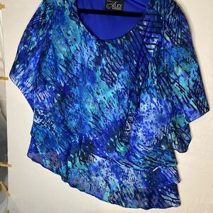 Alex Evenings Vibrant Blue Patterned Blouse